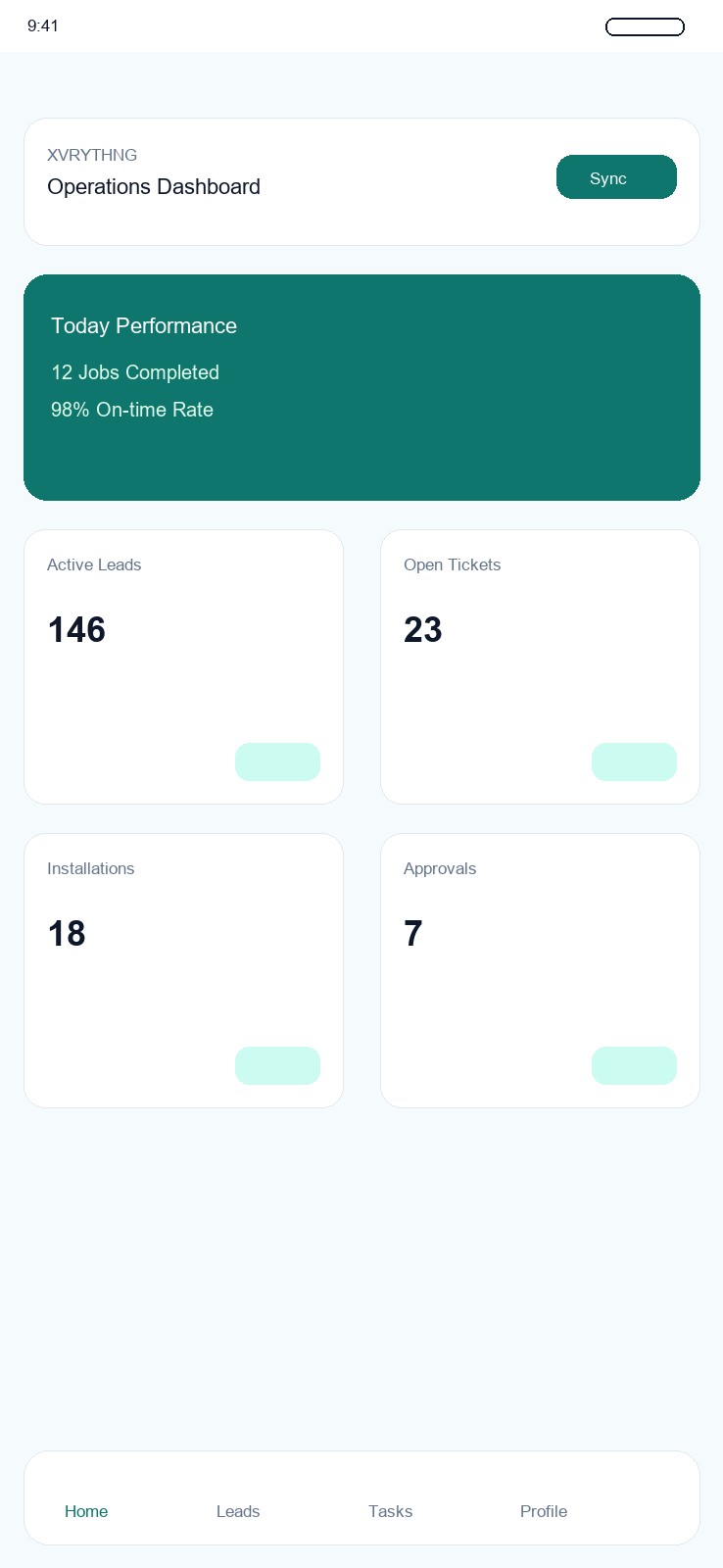 XVRYTHING mobile preview screen one