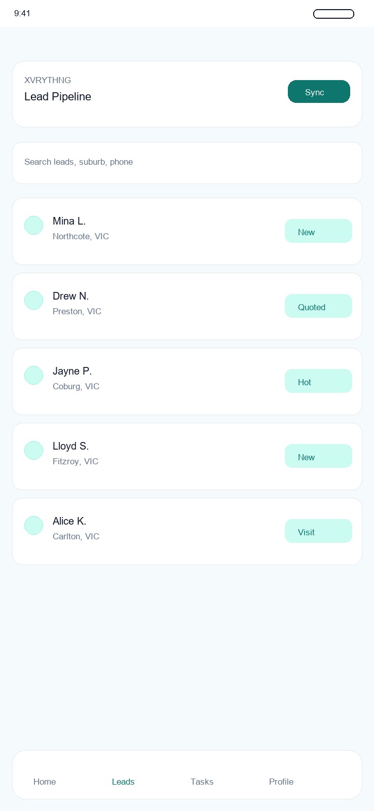 XVRYTHING mobile preview screen two